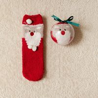 Women's Cartoon Style Santa Claus Stripe Polyester Coral Fleece Crew Socks sku image 11