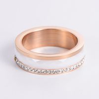 Luxurious Geometric Stainless Steel Ceramics Inlay Rhinestones Rings main image 5