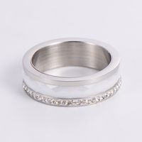 Luxuriös Geometrisch Rostfreier Stahl Keramik Inlay Strasssteine Ringe sku image 1