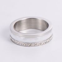 Luxurious Geometric Stainless Steel Ceramics Inlay Rhinestones Rings sku image 3