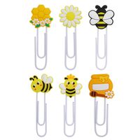 Cute Bee Cartoon Sun Flower Pvc Soft Glue Epoxy Clip Bookmark main image 2