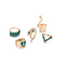 Fashion Heart Shape Snake Alloy Plating Inlay Artificial Gemstones Women's Rings 1 Set main image 2