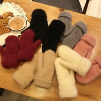 Women's Fashion Solid Color Imitation Mink Fleece Gloves 1 Pair main image 1