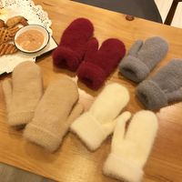 Women's Fashion Solid Color Imitation Mink Fleece Gloves 1 Pair main image 4