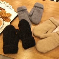 Women's Fashion Solid Color Imitation Mink Fleece Gloves 1 Pair main image 2