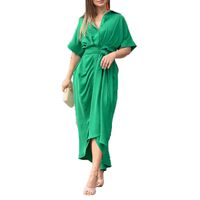 Women's Shirt Dress Fashion Turndown Short Sleeve Solid Color Midi Dress Street main image 5