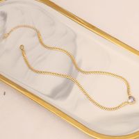 Fashion Heart Shape Stainless Steel Inlay Zircon Bracelets Necklace 1 Piece sku image 3