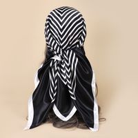 Elegant Stripe Satin Printing Silk Scarves sku image 1