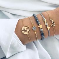 Fashion Simple Love Five-pointed Star Moon Combination Bracelet Six-piece Nhgy132568 sku image 9
