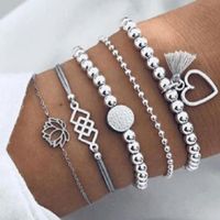 Fashion Simple Love Five-pointed Star Moon Combination Bracelet Six-piece Nhgy132568 sku image 11