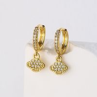 Fashion Planet Copper Gold Plated Zircon Drop Earrings 1 Pair main image 5