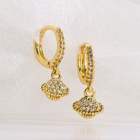 Fashion Planet Copper Gold Plated Zircon Drop Earrings 1 Pair main image 3