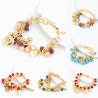 Fashion Color Block Leaves Heart Shape Artificial Crystal Alloy Gem Unisex Bracelets 1 Piece main image 2