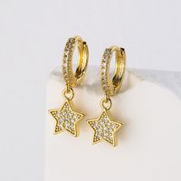 Fashion Star Copper Gold Plated Zircon Earrings 1 Pair main image 1