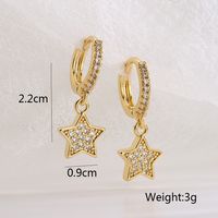 Mode Star Le Cuivre Plaqué Or Zircon Des Boucles D'oreilles 1 Paire main image 3