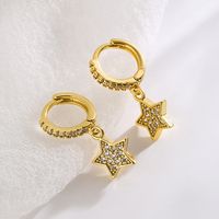 Fashion Star Copper Gold Plated Zircon Earrings 1 Pair main image 2