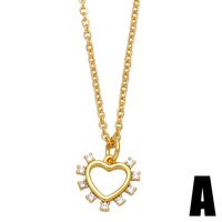 Simple Style Heart Shape Copper Gold Plated Zircon Pendant Necklace 1 Piece main image 5