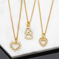 Simple Style Heart Shape Copper Gold Plated Zircon Pendant Necklace 1 Piece main image 1