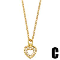 Simple Style Heart Shape Copper Gold Plated Zircon Pendant Necklace 1 Piece sku image 3