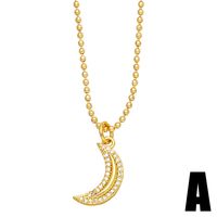 Mode Pentagramm Mond Kupfer Vergoldet Zirkon Halskette Mit Anhänger 1 Stück sku image 1