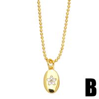 Fashion Pentagram Moon Copper Gold Plated Zircon Pendant Necklace 1 Piece sku image 2