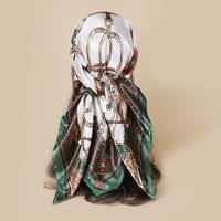 Elegant Multicolor Satin Printing Silk Scarves sku image 3