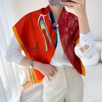 Fashion Multicolor Satin Printing Silk Scarves sku image 19