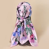 Elegant Flower Satin Printing Silk Scarves sku image 10
