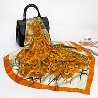 Fashion Peacock Satin Printing Silk Scarves sku image 12