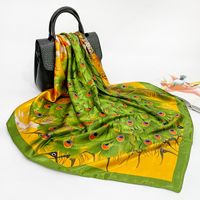 Fashion Peacock Satin Printing Silk Scarves sku image 11