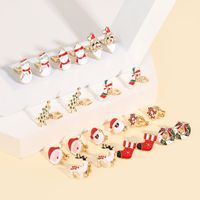 Cute Christmas Tree Santa Claus Snowman Alloy Enamel Women's Earrings 11 Pairs main image 4