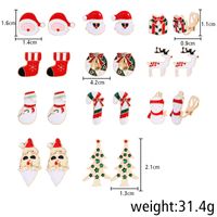 Cute Christmas Tree Santa Claus Snowman Alloy Enamel Women's Earrings 11 Pairs main image 2