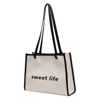 Women's Large All Seasons Pu Leather Letter Fashion Square Zipper Tote Bag sku image 2