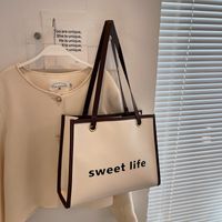 Women's Large All Seasons Pu Leather Letter Fashion Square Zipper Tote Bag main image 4