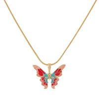 Fashion Butterfly Alloy Enamel Women's Pendant Necklace 1 Piece sku image 1