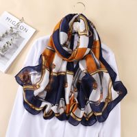 Women's Fashion Chains Print Imitation Cotton And Linen Printing Pashmina Scarves sku image 6