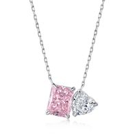 Fashion Square Heart Shape Sterling Silver Plating Inlay Zircon Pendant Necklace 1 Piece sku image 4