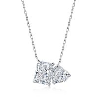 Fashion Square Heart Shape Sterling Silver Plating Inlay Zircon Pendant Necklace 1 Piece sku image 1