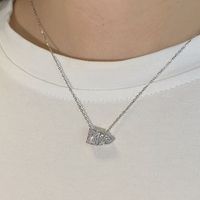 Fashion Square Heart Shape Sterling Silver Plating Inlay Zircon Pendant Necklace 1 Piece main image 4