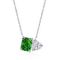 Fashion Square Heart Shape Sterling Silver Plating Inlay Zircon Pendant Necklace 1 Piece sku image 6