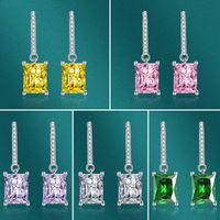 Fashion Square Copper Plating Inlay Zircon Drop Earrings 1 Pair main image 1