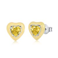 Sweet Heart Shape Sterling Silver Inlay Zircon Ear Studs 1 Pair sku image 4