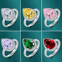 Fashion Water Droplets Copper Inlay Zircon Rings 1 Piece main image 1