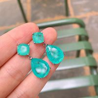 Retro Geometric Artificial Gemstones Women's Drop Earrings 1 Pair sku image 1