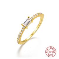 Estilo Simple Cuadrado Plata Esterlina Embutido Circón Anillos 1 Pieza sku image 11