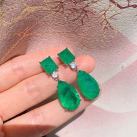 Fashion Water Droplets Copper Inlay Artificial Gemstones Drop Earrings 1 Pair main image 3