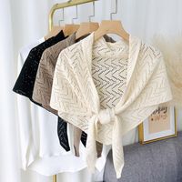 Women's Sweet Solid Color Knit Hollow Out Shawls main image 6