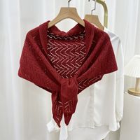 Women's Sweet Solid Color Knit Hollow Out Shawls sku image 8