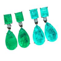Fashion Water Droplets Copper Inlay Artificial Gemstones Drop Earrings 1 Pair main image 5