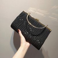 Pu Leather Polyester Solid Color Sequins Square Clutch Evening Bag sku image 2